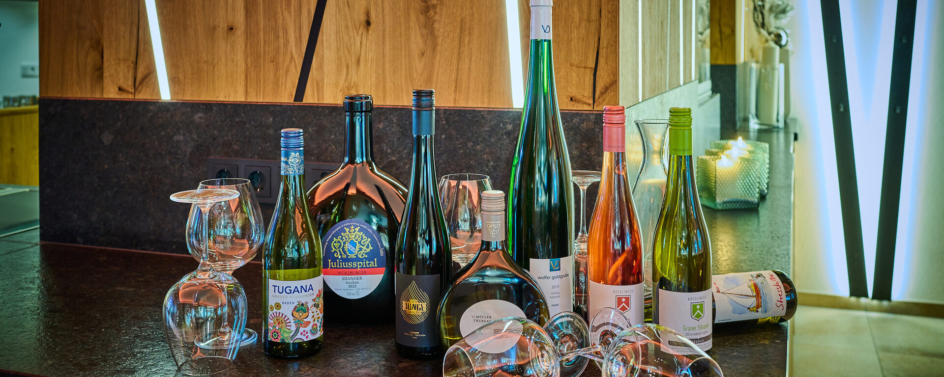 Blick auf eine Weinauswahl